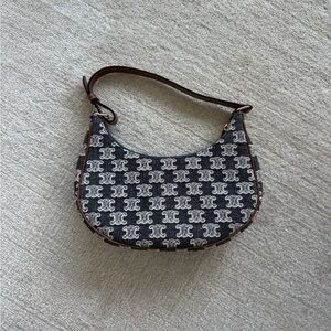 CELINE GHW AVA Shoulder Bag Denim Blue